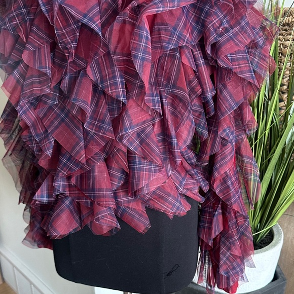 Anthropologie Dolan Left Coast Plaid Ruffle Blouse - Size L - Picture 5 of 9